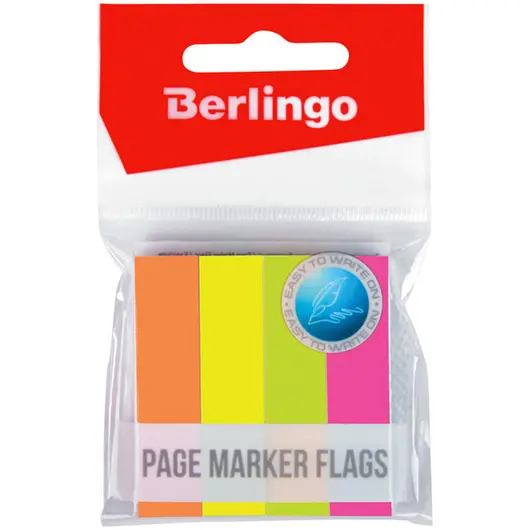 Флажки-закладки Berlingo, 12*50мм, 100л*4 неоновых цвета, фото 1