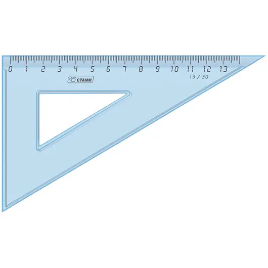 Треугольник 30°, 13см Стамм, прозрачный голубой, фото 1