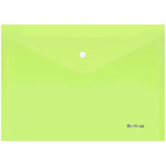 Папка-конверт на кнопке Berlingo &quot;Starlight&quot;, А4, 180мкм, прозрачная салатовая, индив. ШК, фото 1
