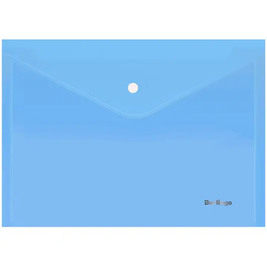 Папка-конверт на кнопке Berlingo &quot;Starlight&quot;, А4, 180мкм, прозрачная голубая, индив. ШК, фото 1