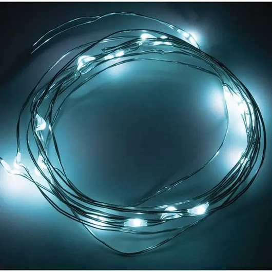 Электрогирлянда светодиодная на батарейках Роса, 20 ламп, голубой, 2м, фото 1