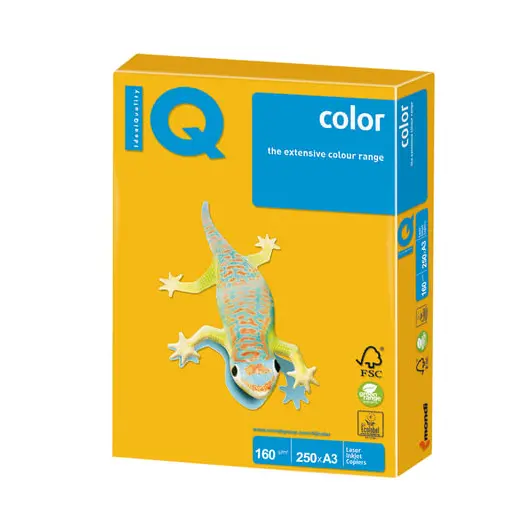 Бумага IQ color БОЛЬШОЙ ФОРМАТ (297х420 мм), А3, 160 г/м2, 250 л., интенсив, солнечно-желтая, SY40, фото 1