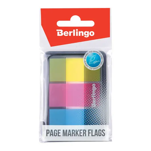 Флажки-закладки Berlingo, 45*20мм, 20л*3 неоновых цвета, в диспенсере, фото 1