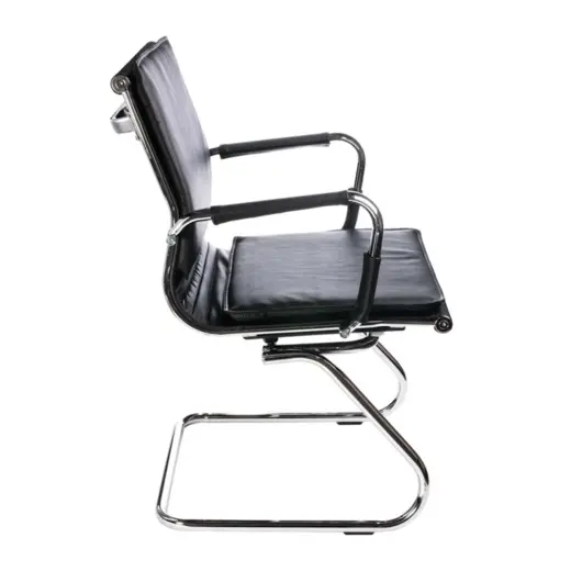 Кресло для приемных и переговорных CH-993-Low-V с низкой спинкой, экокожа, хром, черное, CH-993-LOW-V/BL, фото 2