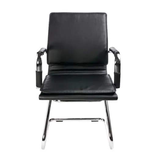 Кресло для приемных и переговорных CH-993-Low-V с низкой спинкой, экокожа, хром, черное, CH-993-LOW-V/BL, фото 3