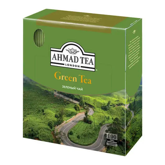 Чай Ahmad Tea &quot;Green Tea&quot;, зеленый, 100 фольг. пакетиков по 2г, фото 1
