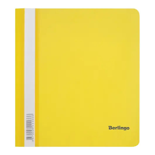 Папка-скоросшиватель пластик. Berlingo, А5, 180мкм, желтая с прозр. верхом, индив. ШК, фото 1