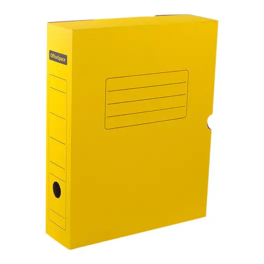 Короб архивный с клапаном OfficeSpace, микрогофрокартон,  75мм, желтый, до 700л., фото 1