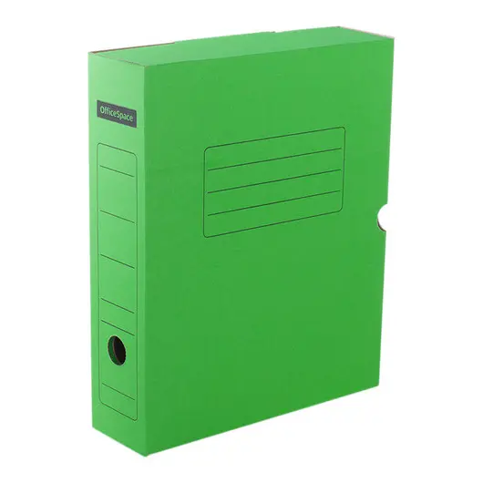 Короб архивный с клапаном OfficeSpace, микрогофрокартон,  75мм, зеленый, до 700л., фото 1