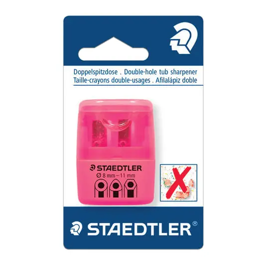 Точилка STAEDTLER, 2 отверстия, с контейнером, пластиковая, розовая, 51260F20BK, фото 2
