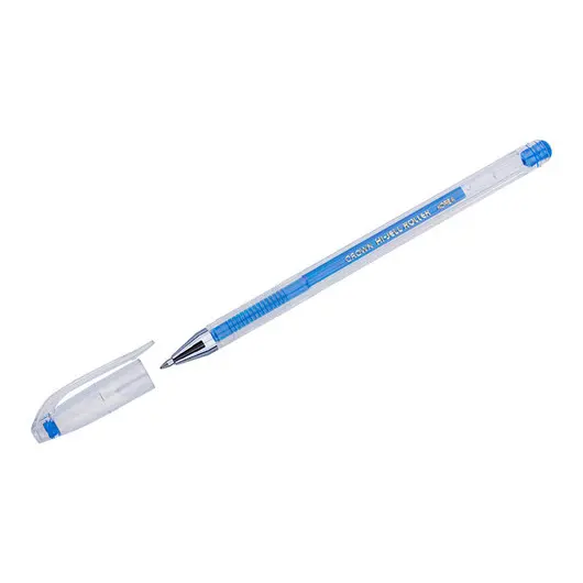 Ручка гелевая Crown &quot;Hi-Jell Color&quot; голубая, 0,7мм, фото 1