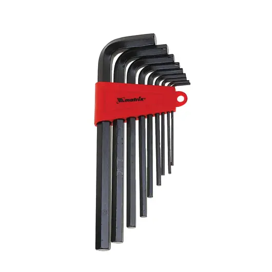 Набор ключей имбусовых, 9 шт., MATRIX, HEX (шестигранник), 2-12 мм, CrV, пластиковый футляр, 11222, фото 1