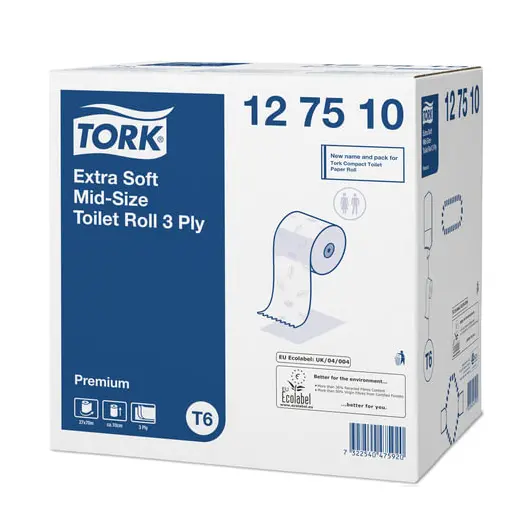 Бумага туалетная 70 м, TORK (Система Т6), комплект 27 шт., Premium, 3-слойная, белая, 127510, фото 2