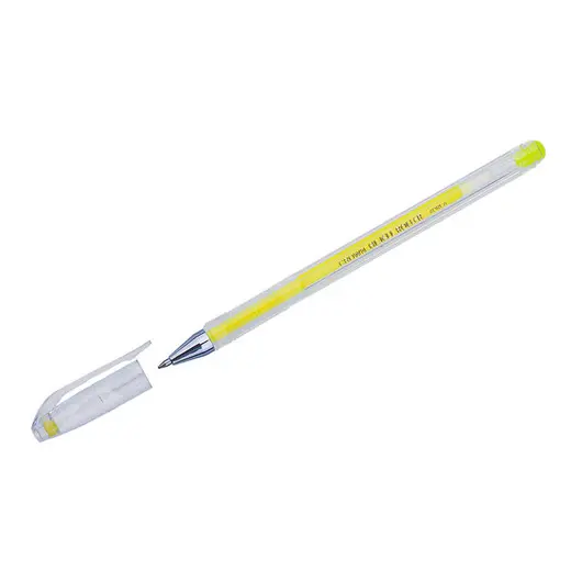 Ручка гелевая Crown &quot;Hi-Jell Color&quot; желтая, 0,7мм, фото 1