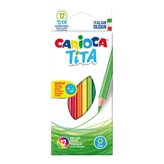 Карандаши цветные пластиковые Carioca &quot;Tita&quot;, 12цв., заточен., картон, европодвес, фото 1