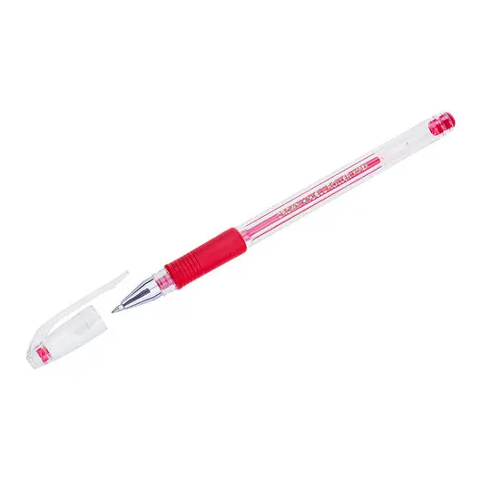 Ручка гелевая Crown &quot;Hi-Jell Grip&quot; красная, 0,5мм, грип, фото 1