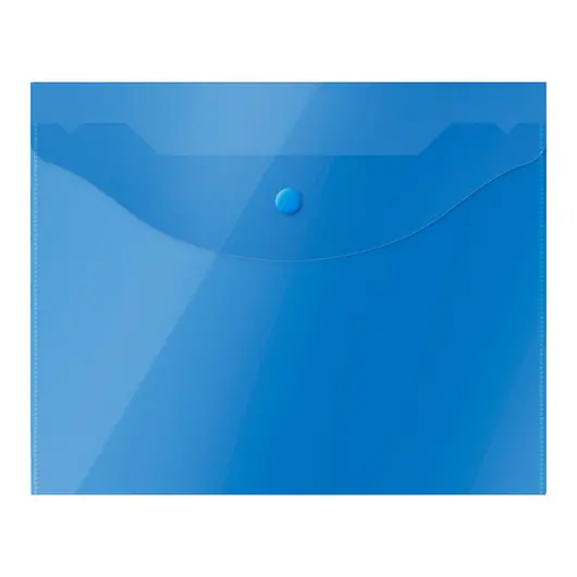 Папка-конверт на кнопке OfficeSpace А5 (190*240мм), 150мкм, полупрозрачная, синяя, фото 1