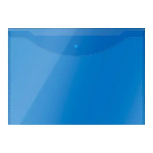 Папка-конверт на кнопке OfficeSpace А3, 150мкм, полупрозрачная, синяя, фото 1