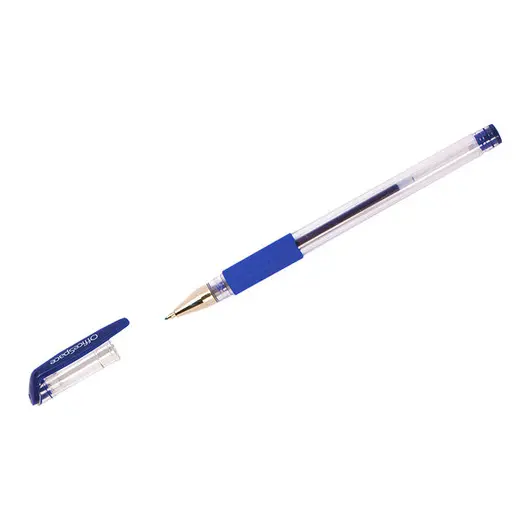 Ручка гелевая OfficeSpace синяя, 0,5мм, грип, фото 1