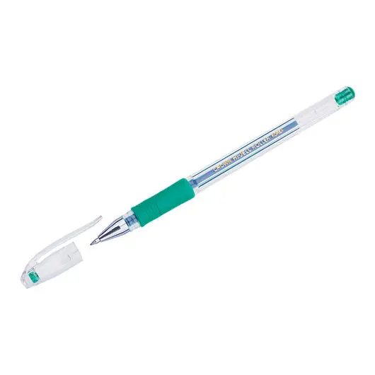 Ручка гелевая Crown &quot;Hi-Jell Grip&quot; зеленая, 0,5мм, грип, фото 1