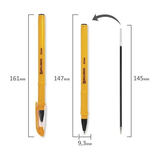 Ручка шариковая масляная BRAUBERG &quot;Oil Sharp&quot;, ЧЕРНАЯ, корпус оранжевый, узел 0,7 мм, линия письма 0,5 мм, 141533, фото 7