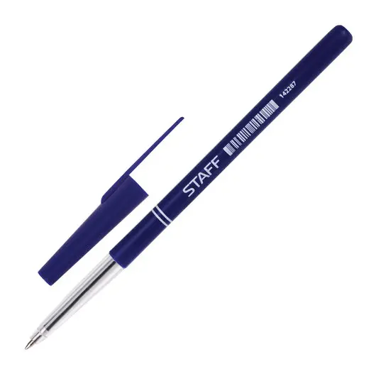 Ручка шариковая STAFF &quot;Офисная&quot;, СИНЯЯ, корпус синий, узел 0,7 мм, линия письма 0,35 мм, 142287, фото 1