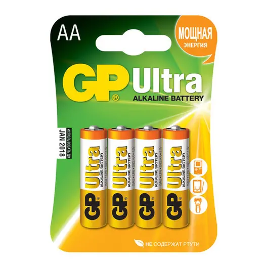 Батарейка GP Ultra AA (LR06) 15AU алкалиновая BC4, фото 1
