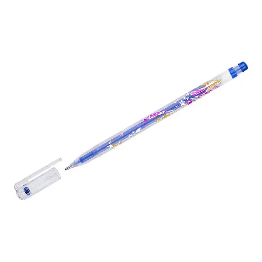 Ручка гелевая Crown &quot;Glitter Metal Jell&quot; синяя с блестками, 1,0мм, фото 1