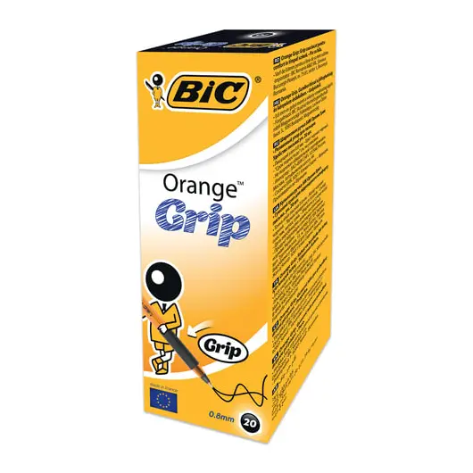Ручка шариковая с грипом BIC &quot;Orange Grip&quot;, ЧЕРНАЯ, корпус оранжевый, узел 0,8 мм, линия письма 0,3 мм, 811925, фото 2