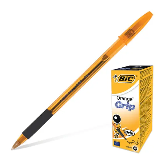 Ручка шариковая с грипом BIC &quot;Orange Grip&quot;, ЧЕРНАЯ, корпус оранжевый, узел 0,8 мм, линия письма 0,3 мм, 811925, фото 1