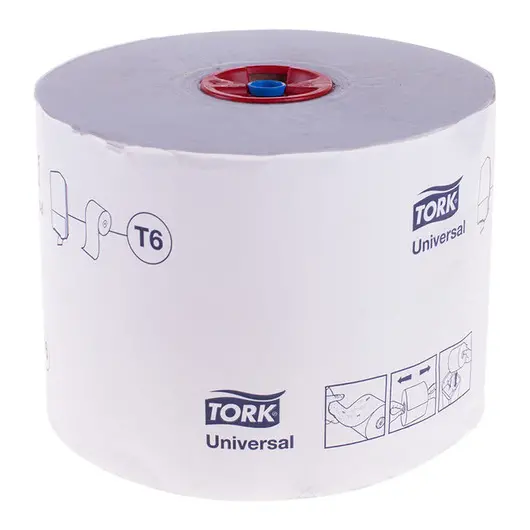 Бумага туалетная Tork &quot;Universal&quot;(T6) 1 слойн., Mid-size рулон, 135м/рул, мягкая, тиснение, белая, фото 1