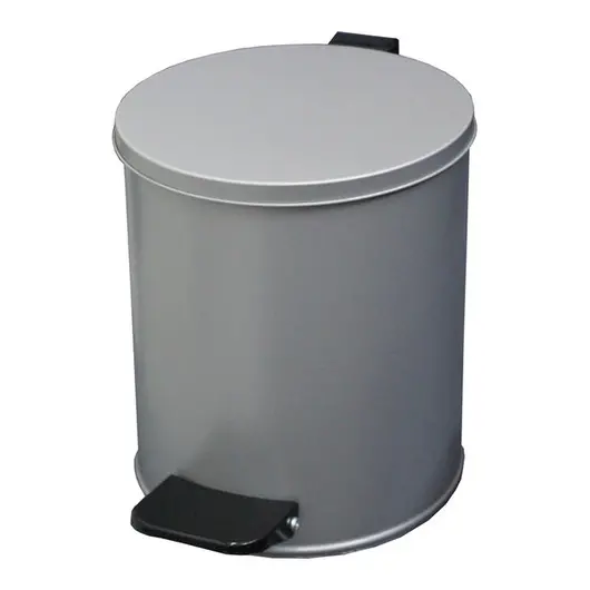 Ведро-контейнер для мусора (урна) Титан,15л,спедалью,круглое,металл, серыйметаллик, фото 1