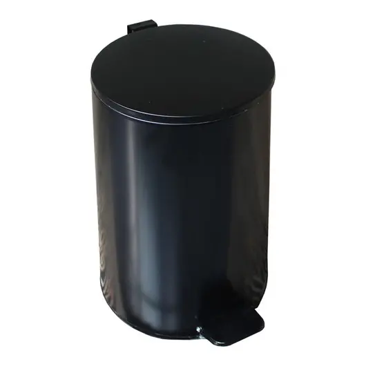 Ведро-контейнер для мусора (урна) Титан,20л,спедалью,круглое,металл, черное, фото 1