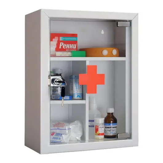 Аптечка для медикаментов Hilfe AMD-39G, со стеклом, 390*300*160мм, фото 1