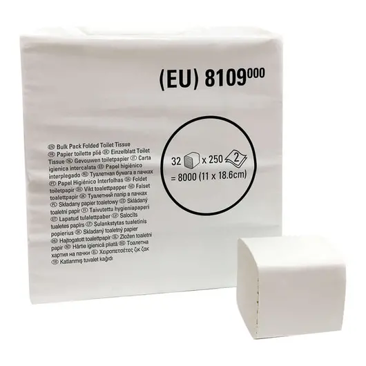 Бумага туалетная листовая Kimberly-Clark 2-слойная, 250л/пач, белая, фото 1