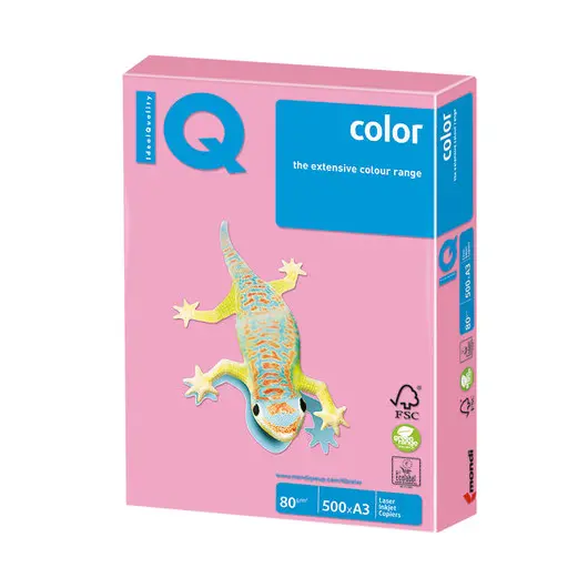 Бумага IQ color БОЛЬШОЙ ФОРМАТ (297х420 мм), А3, 80 г/м2, 500 л., пастель, розовый фламинго, OPI74, фото 1