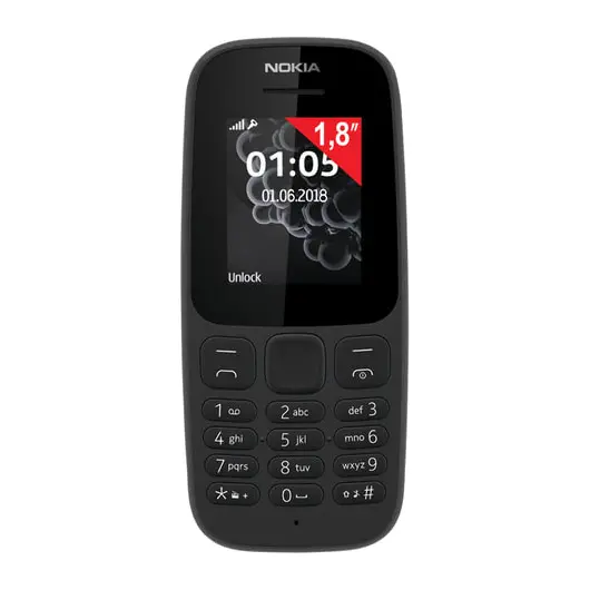 Телефон мобильный NOKIA 105 DS, TA-1034, 2 SIM, 1,8&quot;, черный, A00028315, фото 1