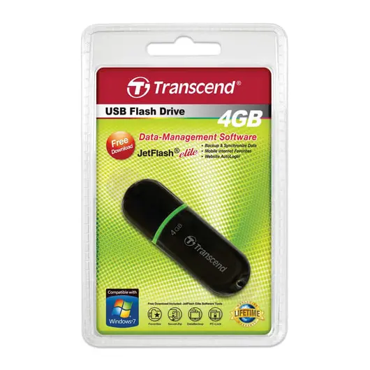 Флэш-диск 4 GB, TRANSCEND JetFlash 300, USB 2.0, черный, TS4GJF300, фото 2