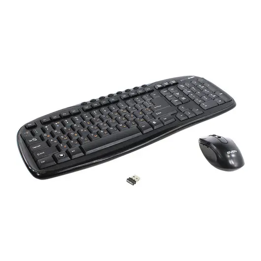 Набор беспроводной SVEN Comfort 3400, клавиатура 112 клавиш, мышь 5 кнопок + 1 колесо-кнопка, черный, SV-03103400WB, фото 1