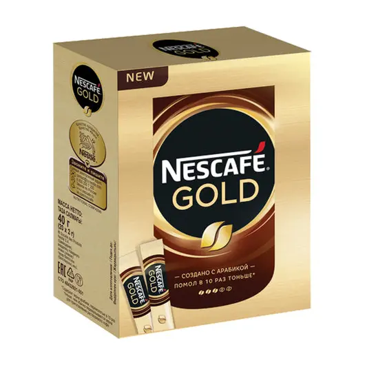 Кофе молотый в растворимом NESCAFE &quot;Gold&quot;, сублимированный, 20 пакетов по 2 г (упаковка 40 г), 11337476, фото 3