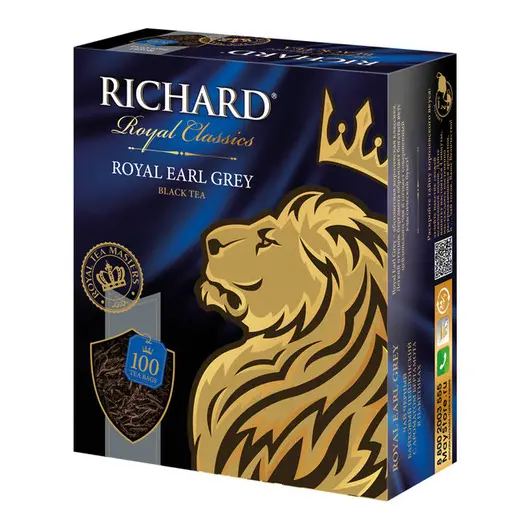 Чай Richard &quot;Royal Earl Grey&quot;, черный, 100 пакетиков по 2г, фото 1