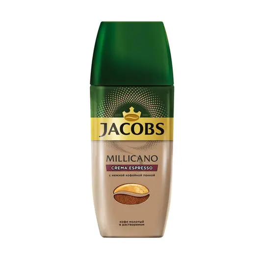 Кофе растворимый Jacobs &quot;Millicano Crema Espresso&quot;, порошкообразный, с молотым, стеклянная банка,95г, фото 1