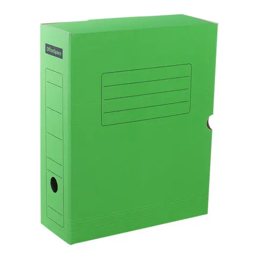 Короб архивный с клапаном OfficeSpace, микрогофрокартон, 100мм, зеленый, до 900л., фото 1