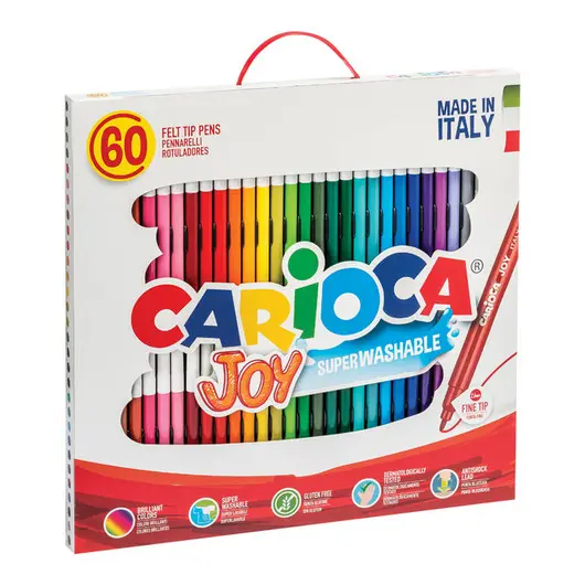 Фломастеры Carioca &quot;Joy&quot;, 60шт., 30цв., смываемые, картон, пластиковая ручка, фото 1