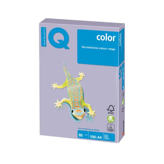 Бумага IQ color, А4, 80 г/м2, 100 л., умеренно-интенсив (тренд), бледно-лиловая, LA12, фото 1