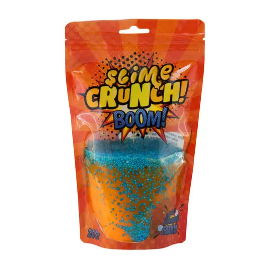 Слайм Slime Crunch-slime &quot;Boom&quot;, оранжев., с пенопласт.шариками, с ароматом апельсина, 200г, дой-пак, фото 1