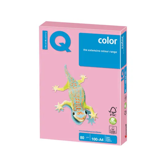 Бумага IQ color, А4, 80 г/м2, 100 л., пастель, розовая, PI25, фото 1