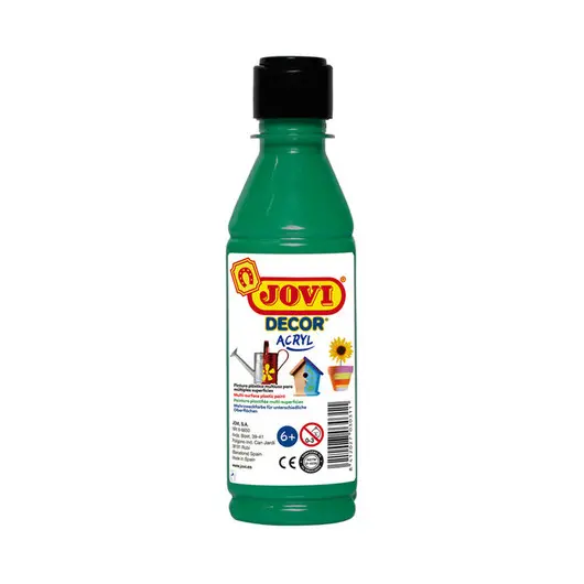Краска акриловая JOVI, 250мл, пластиковая бутылка, темно-зеленый, фото 1