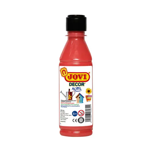 Краска акриловая JOVI, 250мл, пластиковая бутылка, красный, фото 1