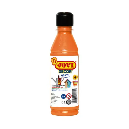 Краска акриловая JOVI, 250мл, пластиковая бутылка, оранжевый, фото 1